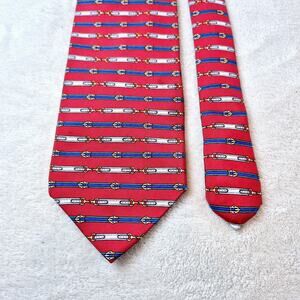 Paolo Gucci Necktie Silk Mens Red Gold Blue Made In Italy